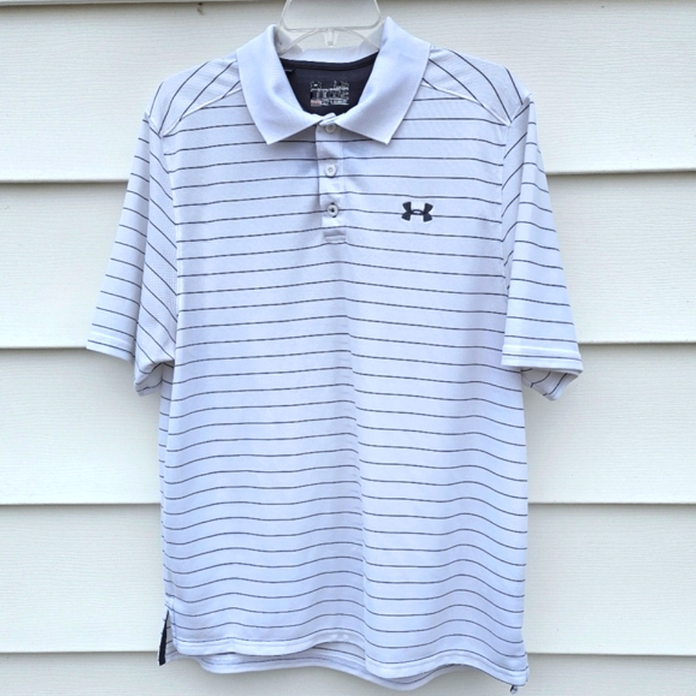 Under Armour Men's White Striped Polo Shirt